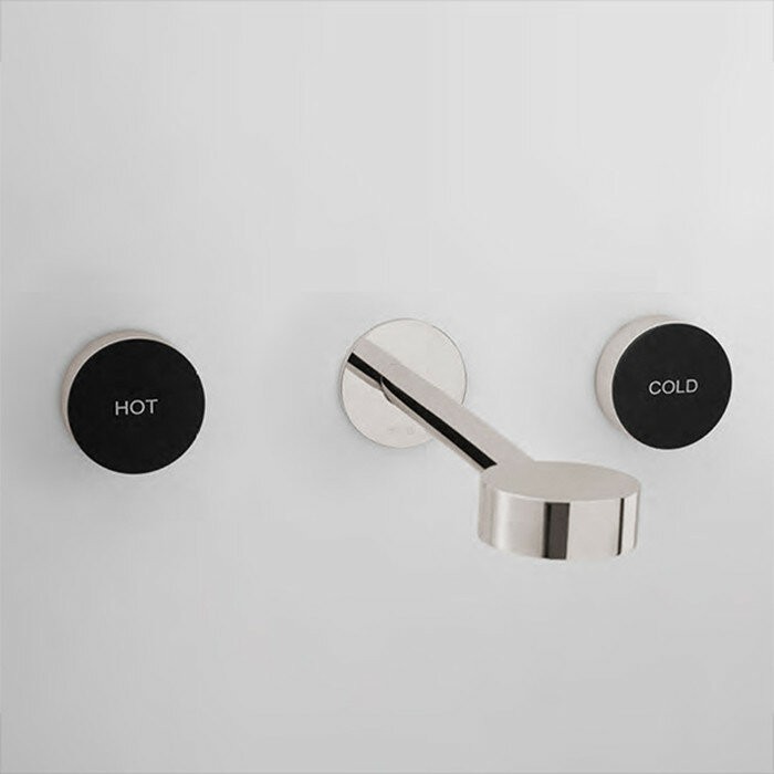 Cisal смеситель для раковины на 3 отверстия из стены, излив 185-200 мм sm0135107d slim, цвет: никель