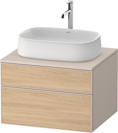 Duravit тумба подвесная с вырезом под раковину 550 мм х 650 мм х 442 мм, zencha, ze4820030830000 цвет: натуральный дуб/серо-коричневый суперматовый