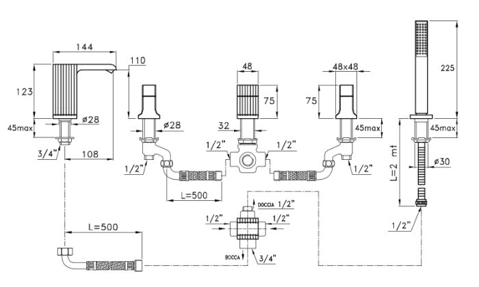 Stella смеситель для ванны и душа, casanova, хром арт. cs02304cr00
