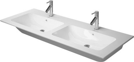 Duravit раковина двойная с тремя отверстиями под смеситель, с переливом, me by starck, 2336130030 цвет: белый