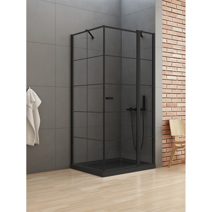 Душевое ограждение r 90x90x195, New trendy New soleo black, черный арт. K-0581
