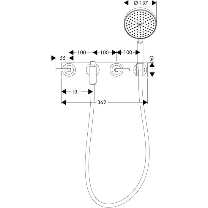AXOR смеситель для ванны, настенный с панелью, Citterio, красное золото арт. 39442300