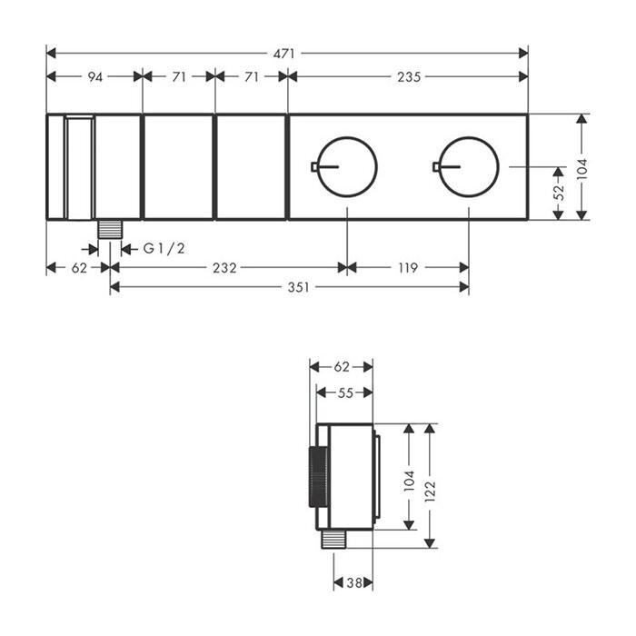 AXOR термостат для душа, Edge, хром арт. 46701000