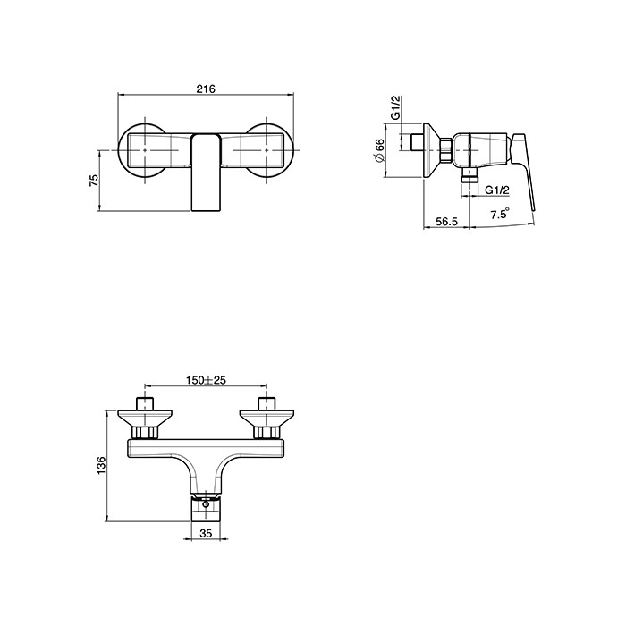 Fima Carlo Frattini смеситель для душа, настенный, без душ. комплекта, fit, хром арт. f3385/1ns