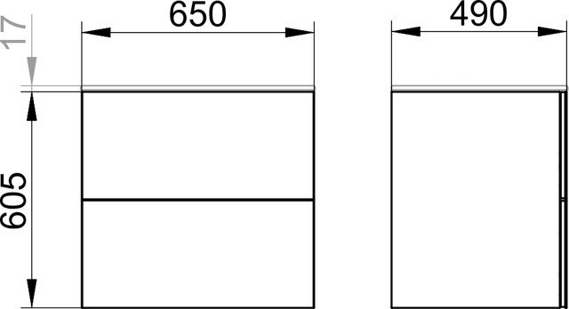 Keuco тумба подвесная под раковину 490 мм х 650 мм, c 2 выдвижными ящиками/, plan, белый арт. 32953 300000