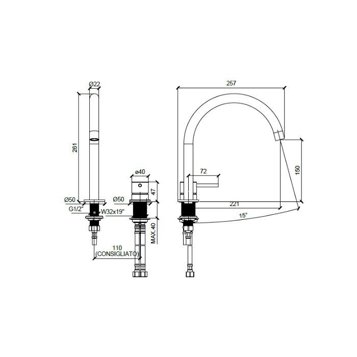 Смеситель для раковины, Almar Mixers, никель арт. E214005.NB
