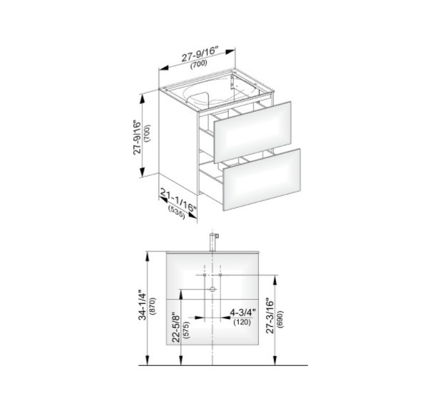 Keuco тумба подвесная под раковину с двумя выдвижными фронтами, edition 11, черный арт. 31342 330000