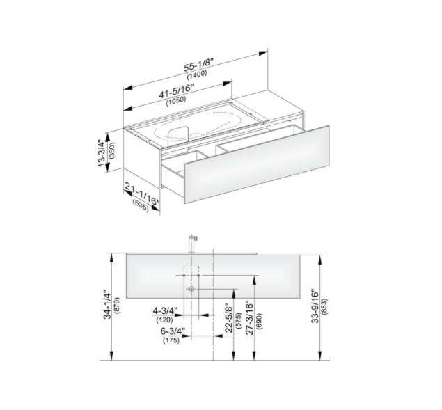 Keuco тумба подвесная под раковину слева с одним выдвижным фронтом, с внутренней светодиодной подсветкой, edition 11, черный арт. 31163 570100