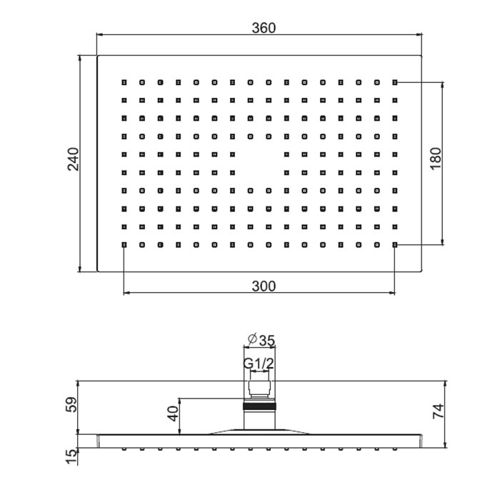 Fima Carlo Frattini верхний душ 360х240 мм., из abs wellness, хром арт. f2795/2cr