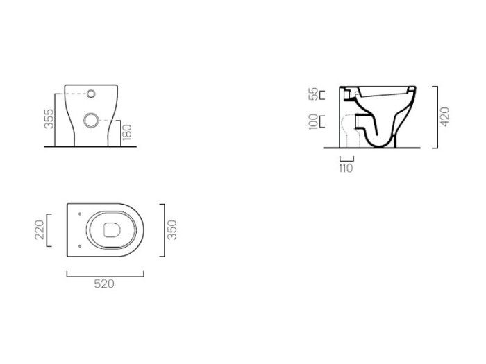 GSI Унитаз приставной 35х52 см, swirlflush®, безободковый, без сиденья, City - 911011