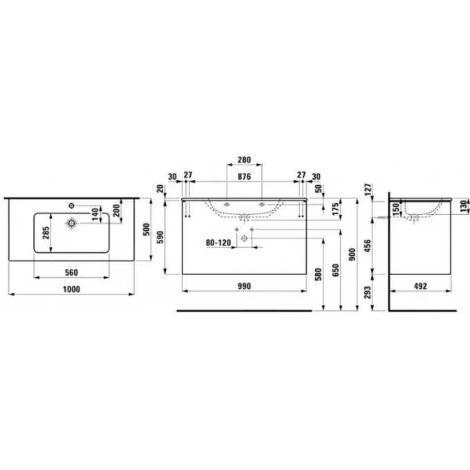 LAUFEN тумба с раковиной 100x50, PRO S - 8.6496.2.261.104.1