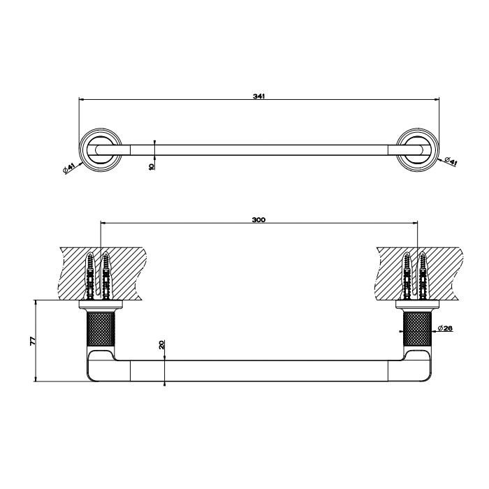Gessi Полотенцедержатель, 30 см, Inciso, 58497#246 цвет: золото