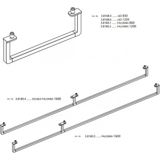 LAUFEN полотенцедержатель 1560, для раковины 1480.8, PALOMBA - 3.8180.3.004.000.1