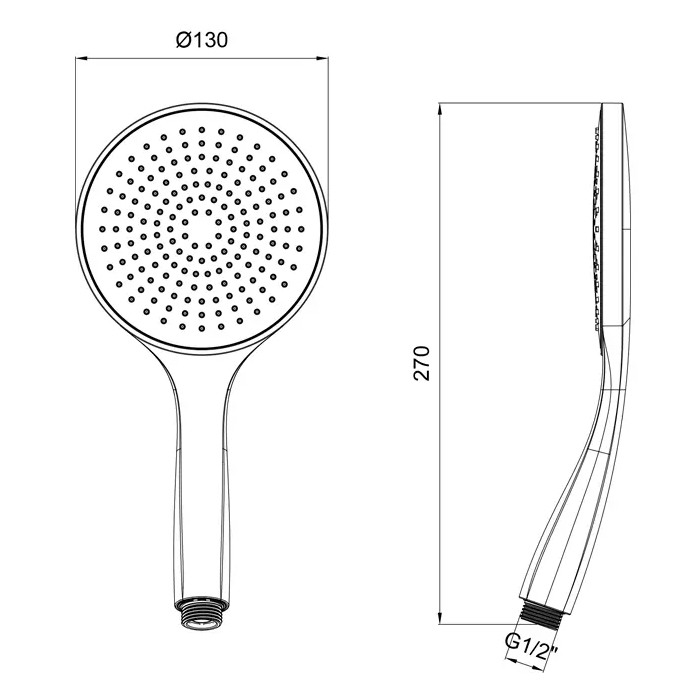 Лейка душевая ручная D130 мм, с одним типом струи, Almar Velvet, E082116.AB цвет: черный металл брашированный PVD