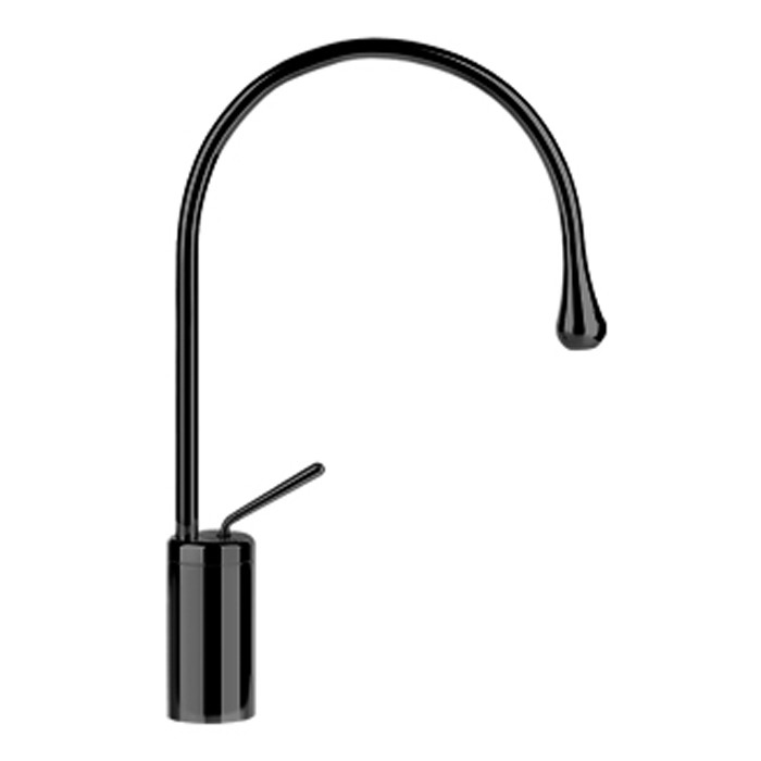 Gessi Смеситель для раковины на 1 отверстие, высокий, излив 244мм R=125, Goccia, 33605#299 цвет: черный