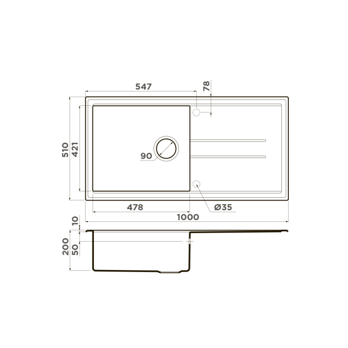 Omoikiri кухонная мойка Tedori 100, темный шоколад арт. 4993920