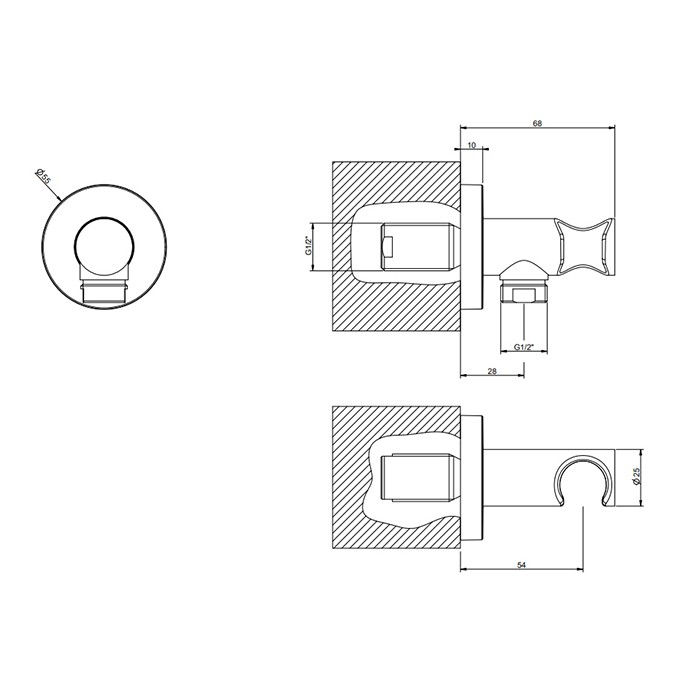 Gessi Держатель для душевой лейки с выводом воды, Emporio shower, 38761#149 цвет: finox brushed nickel