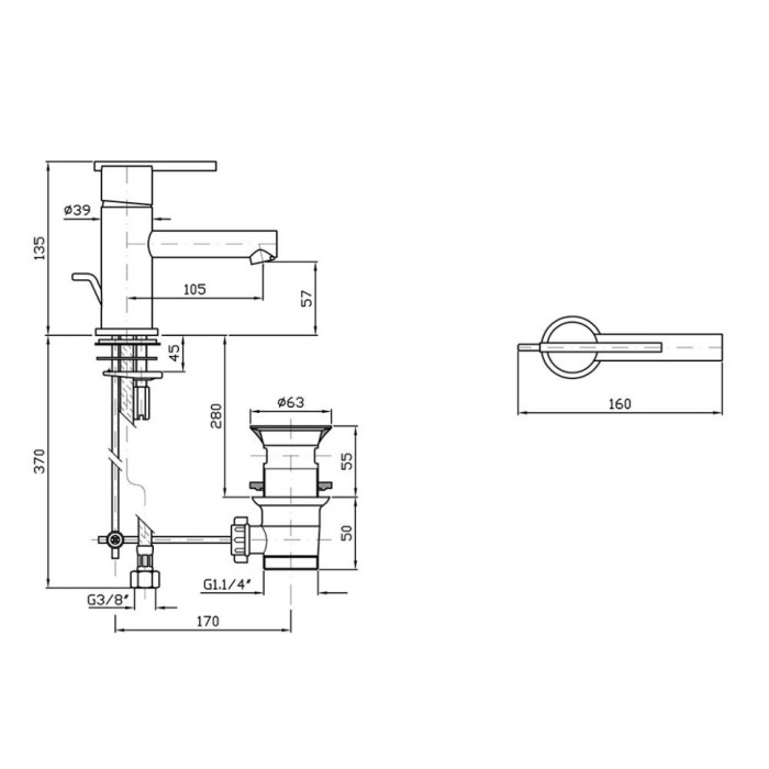 Zucchetti однорычажный смеситель для раковины на 1 отверстие с донным клапаном, zxs, хром арт. zxs681