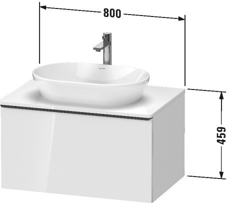 Duravit тумба подвесная под раковину 800 мм х 550 мм, с консолью, d-neo, de494709191 цвет: серо-коричневый матовый