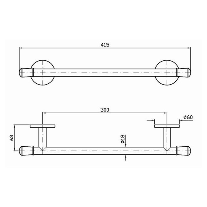 Zucchetti полотенцедержатель, 30см., подвесной, nude, черный арт. zad720.c50