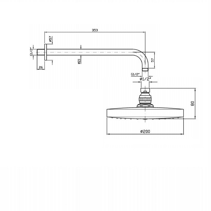 Zucchetti верхний душ d20см, на потолок, 30см, wind, хром арт. z93024