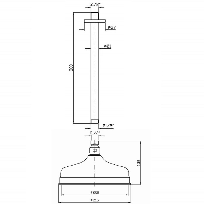 Zucchetti верхний душ d20см, на потолок, 30см, wind, хром арт. z93024