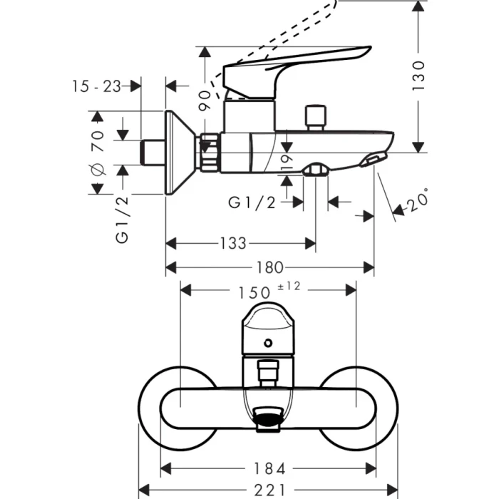 Hansgrohe смеситель для ванны, Logis E, хром арт. 71403000