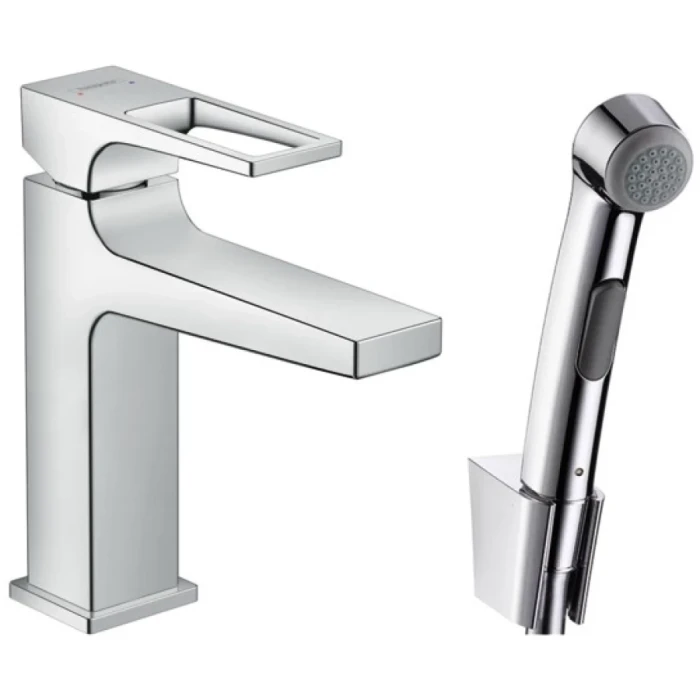 Hansgrohe смеситель для раковины с гигиеническим душем с донным клапаном, Metropol, хром арт. 74522000