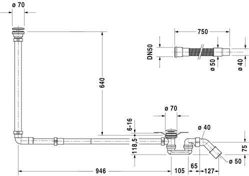 Duravit комплект слива-перелива, blue moon, 790236000001000 цвет: белый/хром