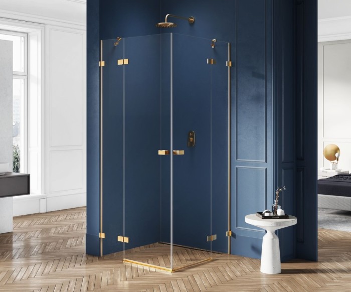 Душевое ограждение brushed 100x100x200, New trendy Avexa gold, брашированное золото арт. EXK-1786