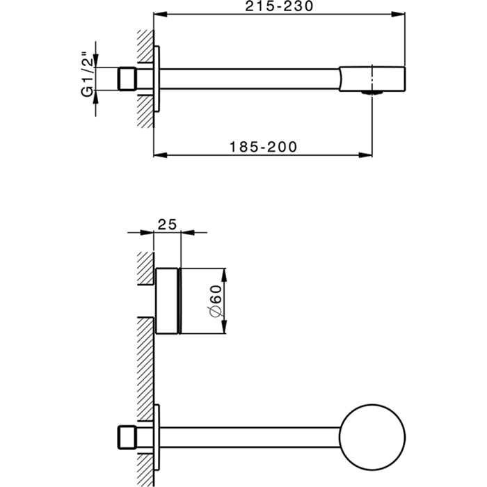Cisal смеситель для раковины на 3 отверстия из стены, излив 185-200 мм sm01351040 slim, цвет: черный