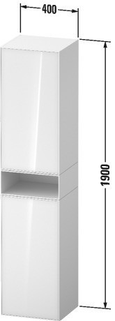 Duravit шкаф-пенал высокий 2 дверцы 360 мм х 400 мм х 1900 мм, zencha, ze1353l63830000 цвет: чёрное стекло/серо-коричневый суперматовый