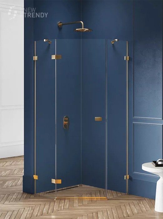 Душевое ограждение brushed l 90x90x200, New trendy Avexa gold, брашированное золото арт. EXK-3853