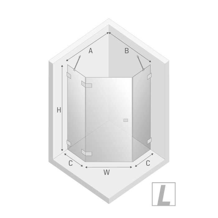 Душевое ограждение brushed l 90x90x200, New trendy Avexa gold, брашированное золото арт. EXK-3853