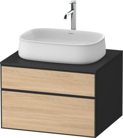 Duravit тумба подвесная с вырезом под раковину 550 мм х 650 мм х 442 мм, zencha, ze4820030800000 цвет: натуральный дуб/графит суперматовый