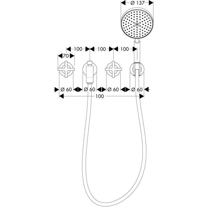 AXOR смеситель для ванны, на 3 отверстия, настенный, Citterio, никель арт. 39447820