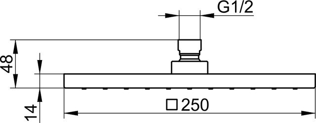 Keuco верхний душ без держателя 250 мм, квадратной формы, universal, черный матовый арт. 53086 370100