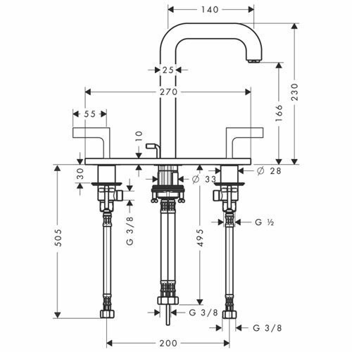 AXOR смеситель для раковины, с рычаговыми рукоятками, Citterio, хром арт. 39136000