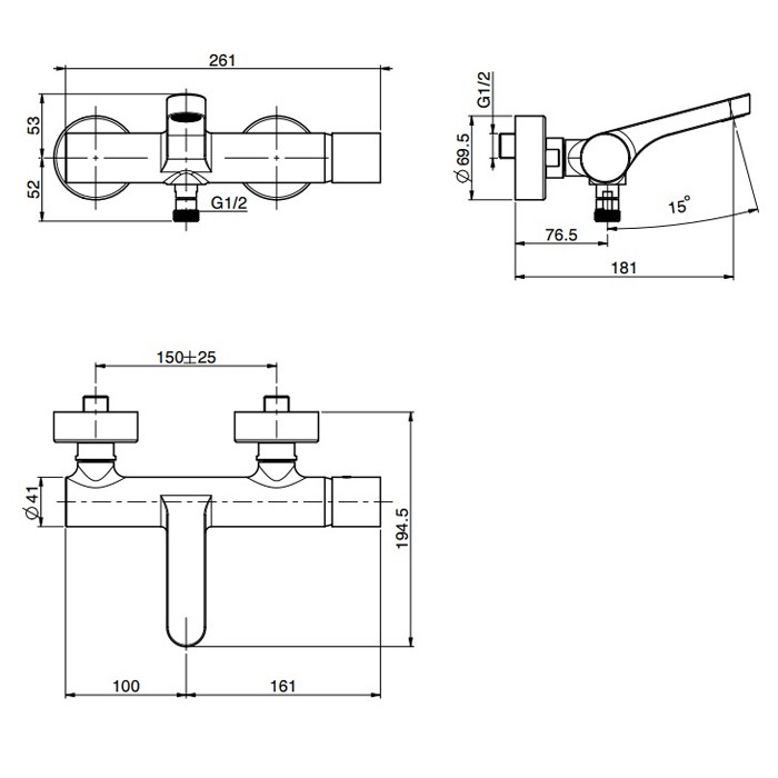 Fima Carlo Frattini смеситель внешнего монтажа на ванну без душевого комплекта, nomos go, хром арт. f4164/1cr
