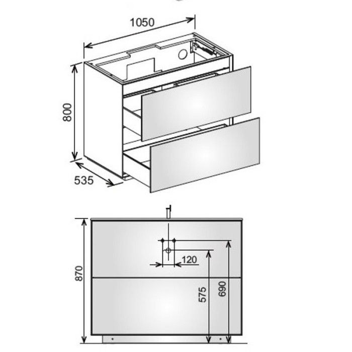 Keuco тумба под раковину напольная 1050x800x535 мм фасад орех, edition lignatur, арт. 33350 800013