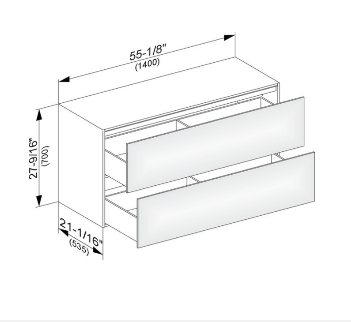 Keuco тумба боковая подвесная с двумя выдвижными фронтами, с внутренней светодиодной подсветкой, edition 11, кашемир арт. 31327 280100