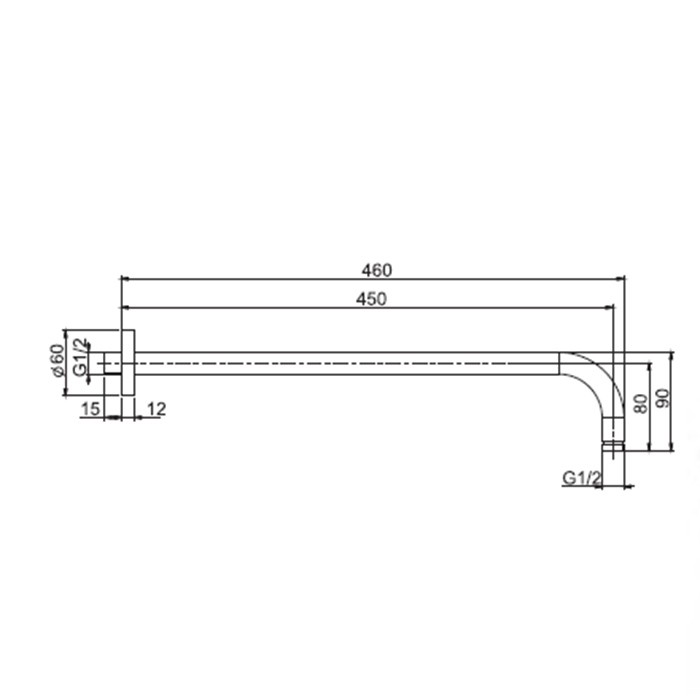 Fima Carlo Frattini держатель верхнего душа 450 мм., для монтажа на стену wellness, чёрный арт. f2138ns.45