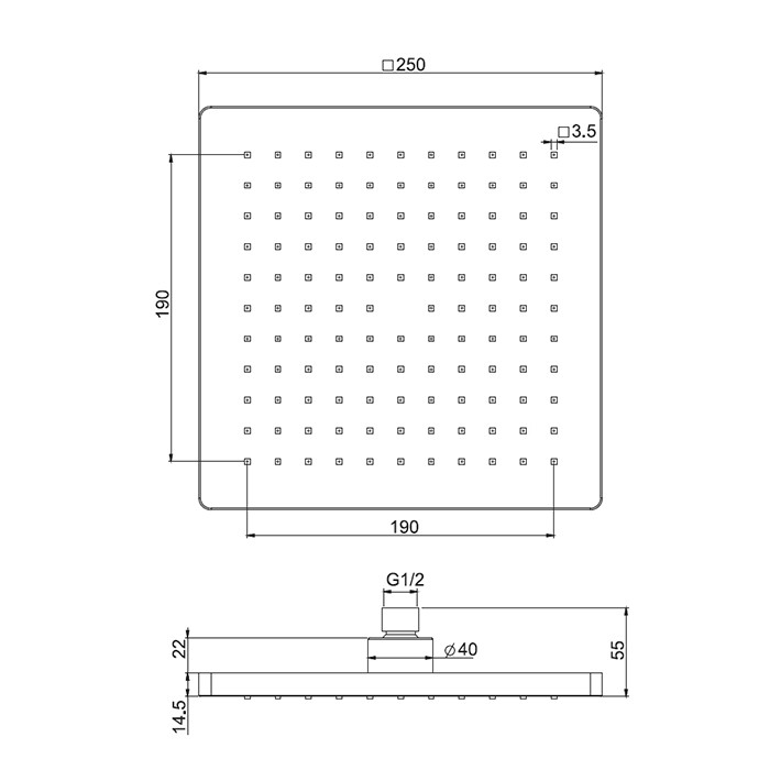 Fima Carlo Frattini верхний душ 250х250 мм., из abs wellness, хром арт. f2987/2cr