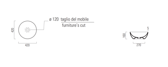 GSI Раковина накладная 42х42х16 см, tortora, санфарфор, Color-elements - 885105