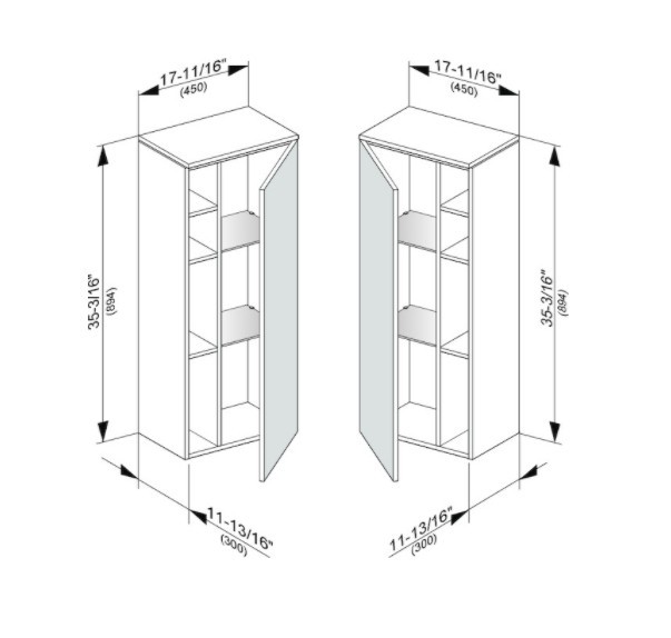 Keuco шкаф средний подвесной петли справа, edition 400, белый арт. 31725 210002