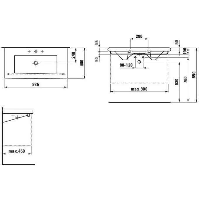 LAUFEN раковина 98,5х48х10 см, LIVING - 8.1443.7.000.104.1
