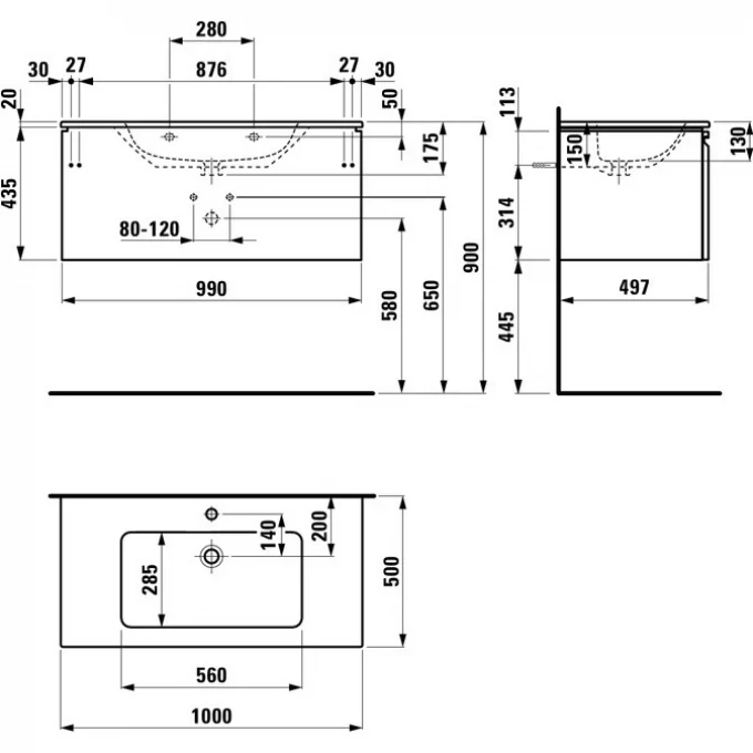 LAUFEN тумба с раковиной 100x50, PRO S - 8.6096.6.475.104.1
