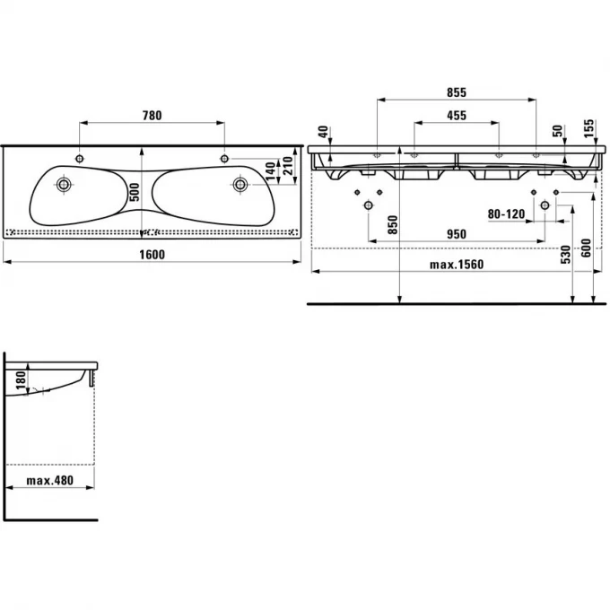 LAUFEN полотенцедержатель 1560 мм, для 1480.9, PALOMBA - 3.8180.4.004.000.1