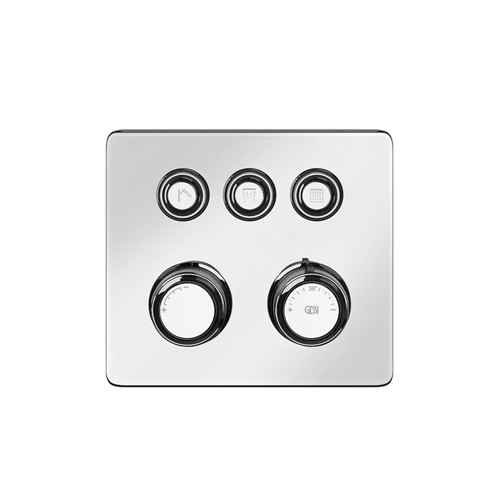 Gessi Смеситель для душа настенный встраиваемый, термостатический, с 3 запорными кнопками, Hi Fi Eclectic, 65234#031 цвет: хром