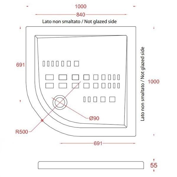 ArtCeram душевой поддон 100х100см, pda007 01 00 piatto doccia angolare цвет: белый